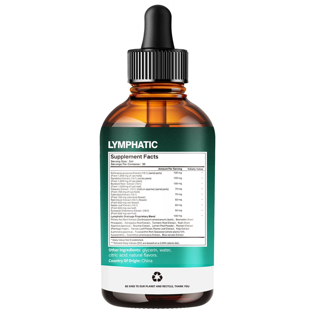 21-in-1 Lymphatic Drainage Drops for Liposomal, 6000mg Immune & Lymph System Support Supplement for Women & Men with Echinacea, Dandelion, Burdock, Bromelain, Calendula, Turmeric & More, 2 Pack