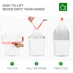Drawstring Small Trash Bags, Magesh 4 Gallon Drawstring Extra Thick Garbage Bags Unscented, Quick Cinch for Bathroom Kitchen Office Small Can, 44 Count, White