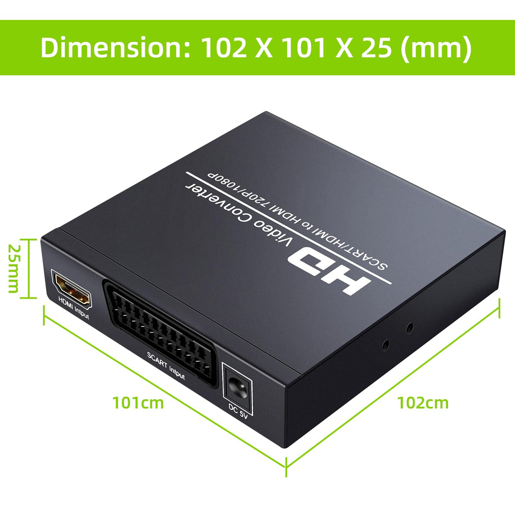 Scart Hdmi to Hdmi Video Converter Box 1080p Scaler 3.5mm Coaxial Audio Output for Game Consoles DVD