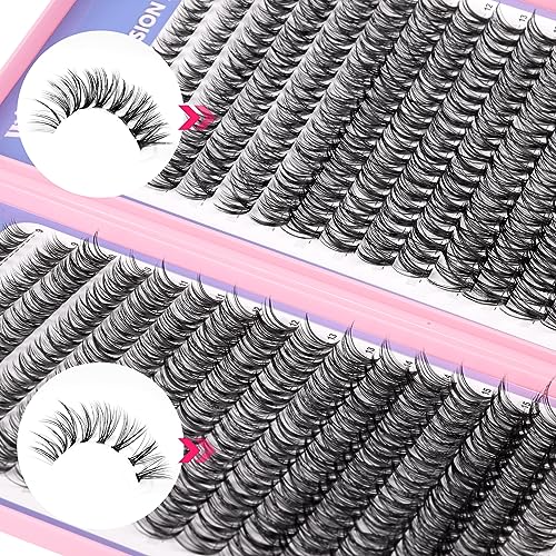 640Pcs Lash Extension Kit, DIY Eyelash Extension Kit Cluster Curl Individual Lashes with Lash Bond and Seal, Tweezers DIY Eyelash Extension Kit for Self Application At Home(30p+40p 8-15MM)