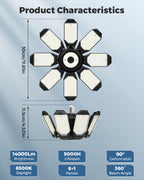Adiding LED Garage Ceiling Lights 56000Lm 4 Pack w/ 8 Adjustable Panels, Super Bright Deformable Basement Lighting Fixture Screw in E26 Bulb Socket for Indoor Workshop, Attic, Storage, Bay, Home Gym
