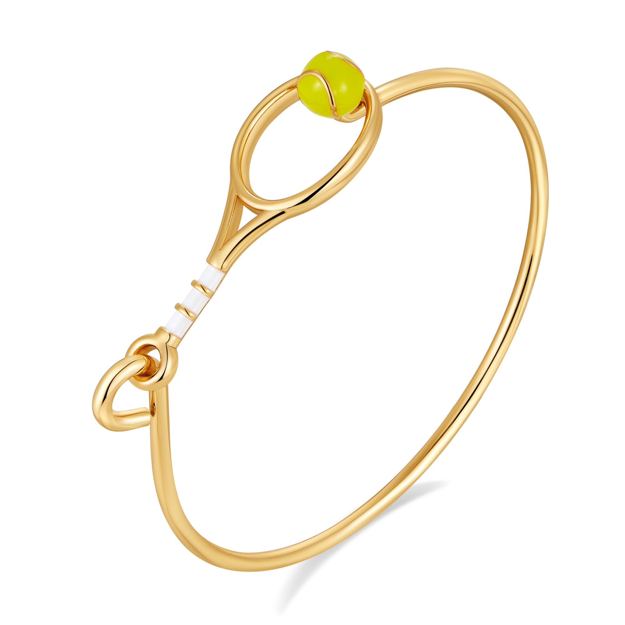 FILMOON 18K Gold Plated Tennis Racket Bracelet for Women Dainty Bangle Minimalist Jewelry