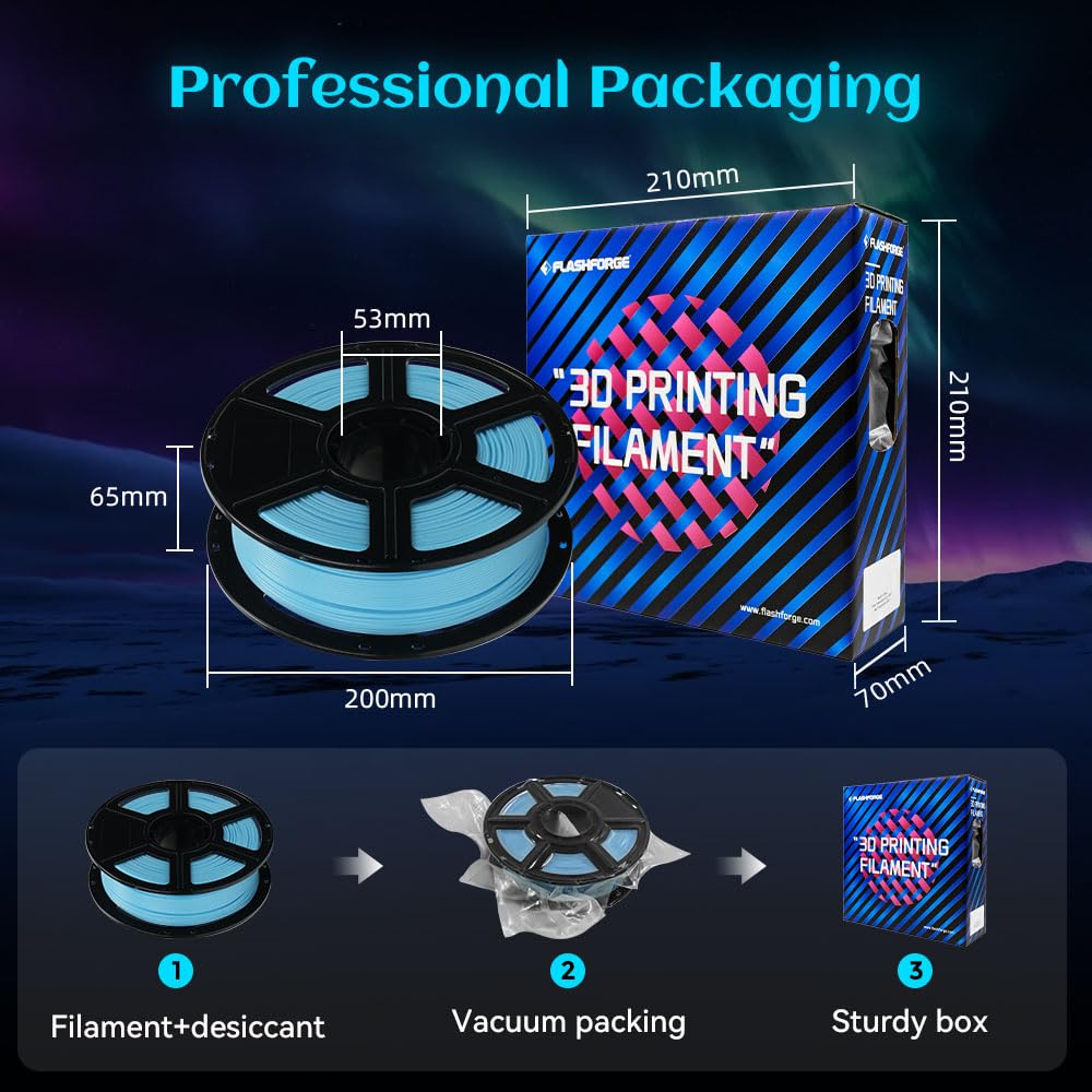 FLASHFORGE Glow in The Dark Rapid PLA Filament 1.75mm, High Flow Speedy 3D Printer Filament Luminous Blue, Max 500mm/s High-Speed Printing, High Brightness and Long-Lasting Glowing Effect