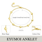 EYUMOI 14K Gold Anklets for Women Heart Ankle Bracelets for Women