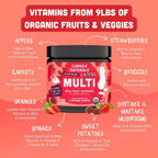 Llama Naturals Kids Multivitamin Gummies | Real Fruit, No Added Sugar Cane | Organic Vegan Toddler Whole Food Vitamins | Vitamin D, C & Beta Carotene Gummy Supplement | Strawberry 180 Ct (2-3 Months)