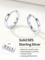 ChicSilver 925 Sterling Silver Huggie Hoop Earrings for Women Hypoallergenic White Gold Plated Cartilage Earrings Silver Huggies Earrings for Women 10MM