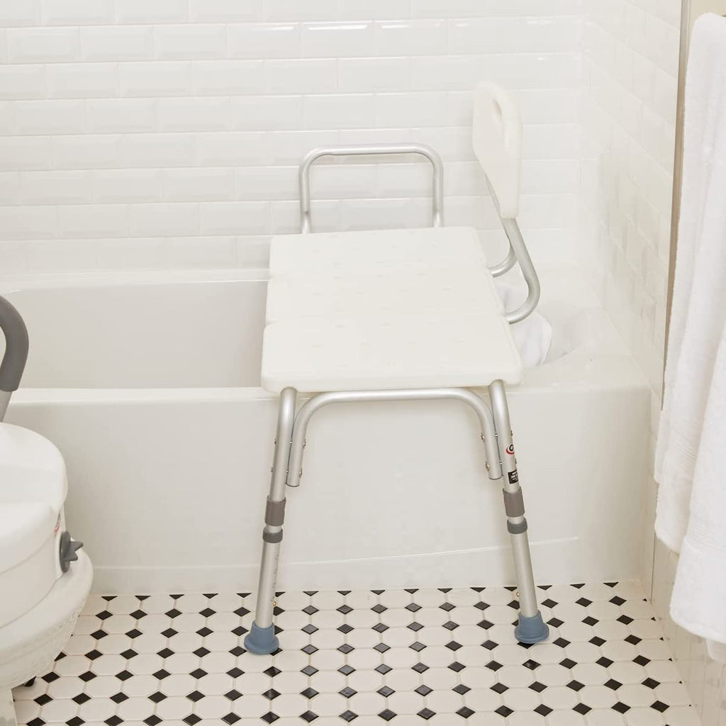 Carex Shower Bench and Shower Chair For Elderly and Disabled with Height Adjustable Legs, Tub Bench Converts to Right or Left Hand Entry, Shower Chair For Bathtub