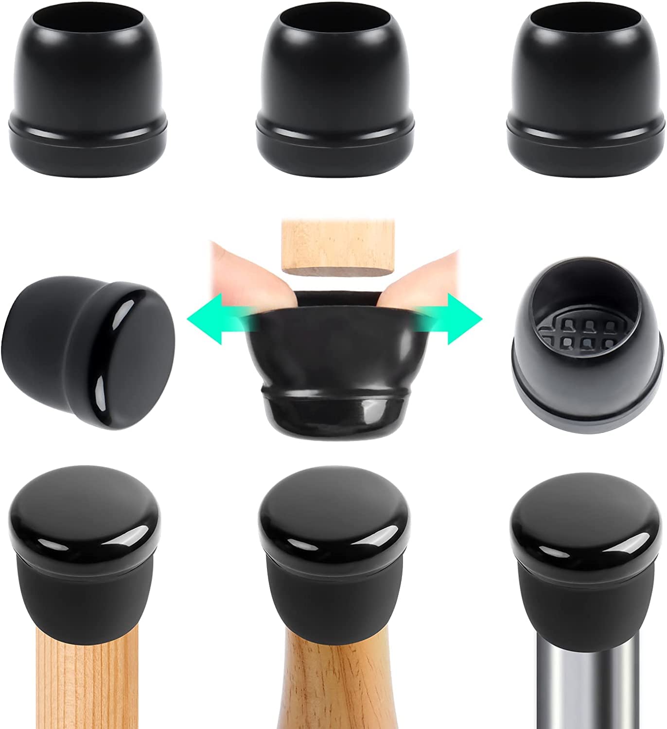 Ezprotekt 24 Pcs Chair Sliders for Carpet, Chair Glides for Carpet, Round Carpet Teflon Furniture Pads, Bar Stool Leg Protectors Caps, Furniture Sliders for Table, Chair (L Fit: 1-1/10" to 1-3/10")