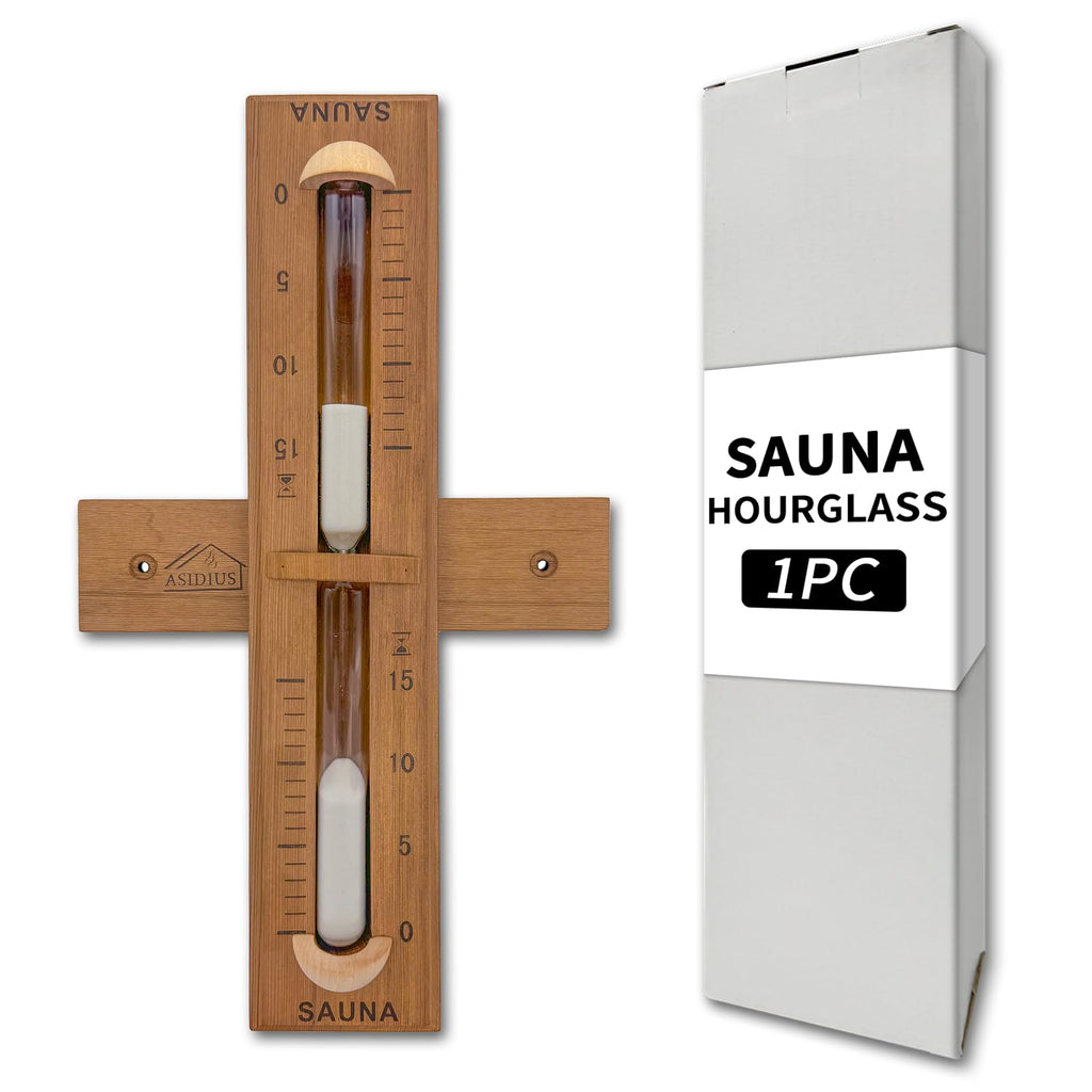Asidius Red Cedar Sauna Timer, Wall-Mounted 360° Rotating 15 Minute Sand Timer, Sauna Accessories for Infrared Sauna, Home Sauna, Sauna Box
