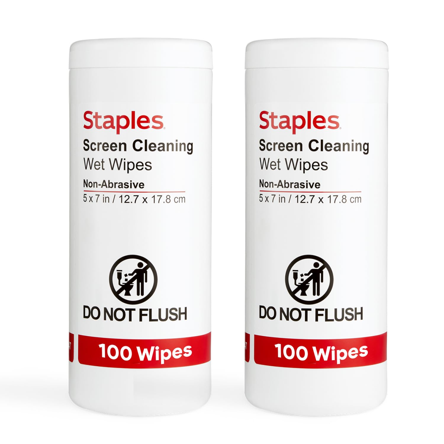 Staples Screen Cleaning Wipes – 100 per Tub, Safe for Monitors, Laptops & Electronics, 2‑Pack