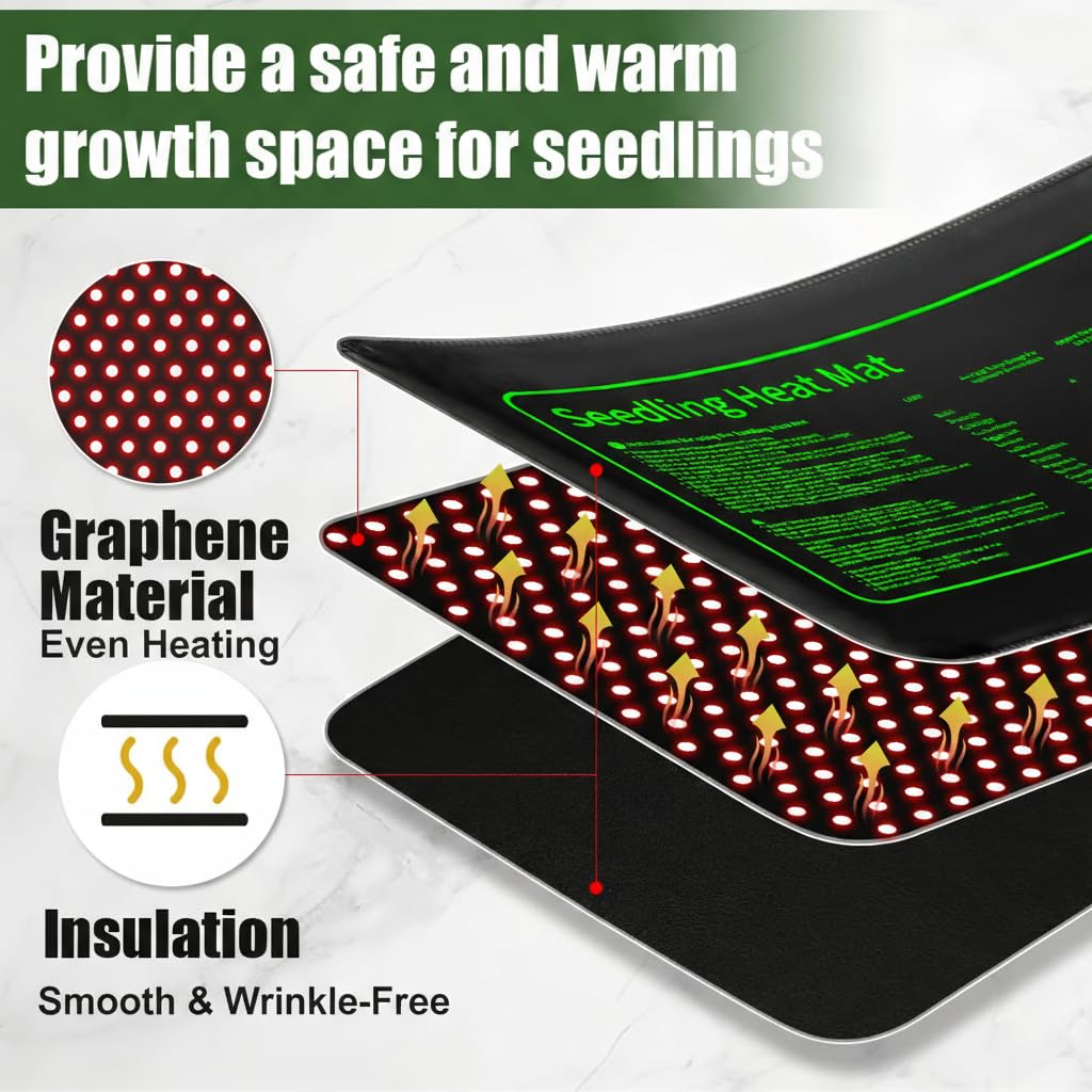 2 Pack Seedling Heat Mat for Seed Starting Plants Germination, 10"x20.5"