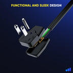 Maximm Extension Cord Heavy Duty (5 Feet) Flat Wire 3-Prong Flat Plug, 14 AWG Power Cord - UL Certified, Black, Ideal for Home and Office Use, Appliances, Electronics, Power Tools