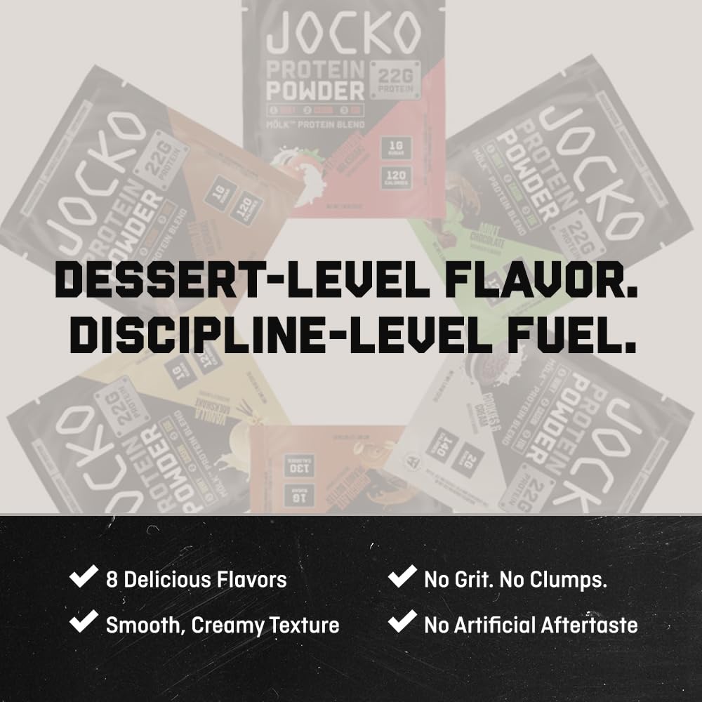 Jocko Fuel Whey Protein Powder, Mint Chocolate, 22g Protein, Digestive Enzymes + Probiotic Blend, No Sugar Added, with Essential Amino Acids + Electrolyte Minerals, 26 Servings