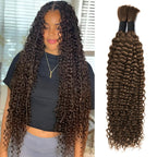 Human Braiding Hair for Boho Braids #4 20 Inch Curly Human Hair for Boho Braids 2 Bundles 100g Boho Hair for Braiding 100% Deep Wave Bulk Human Hair for Boho Knotless Braids (#4,20inch)