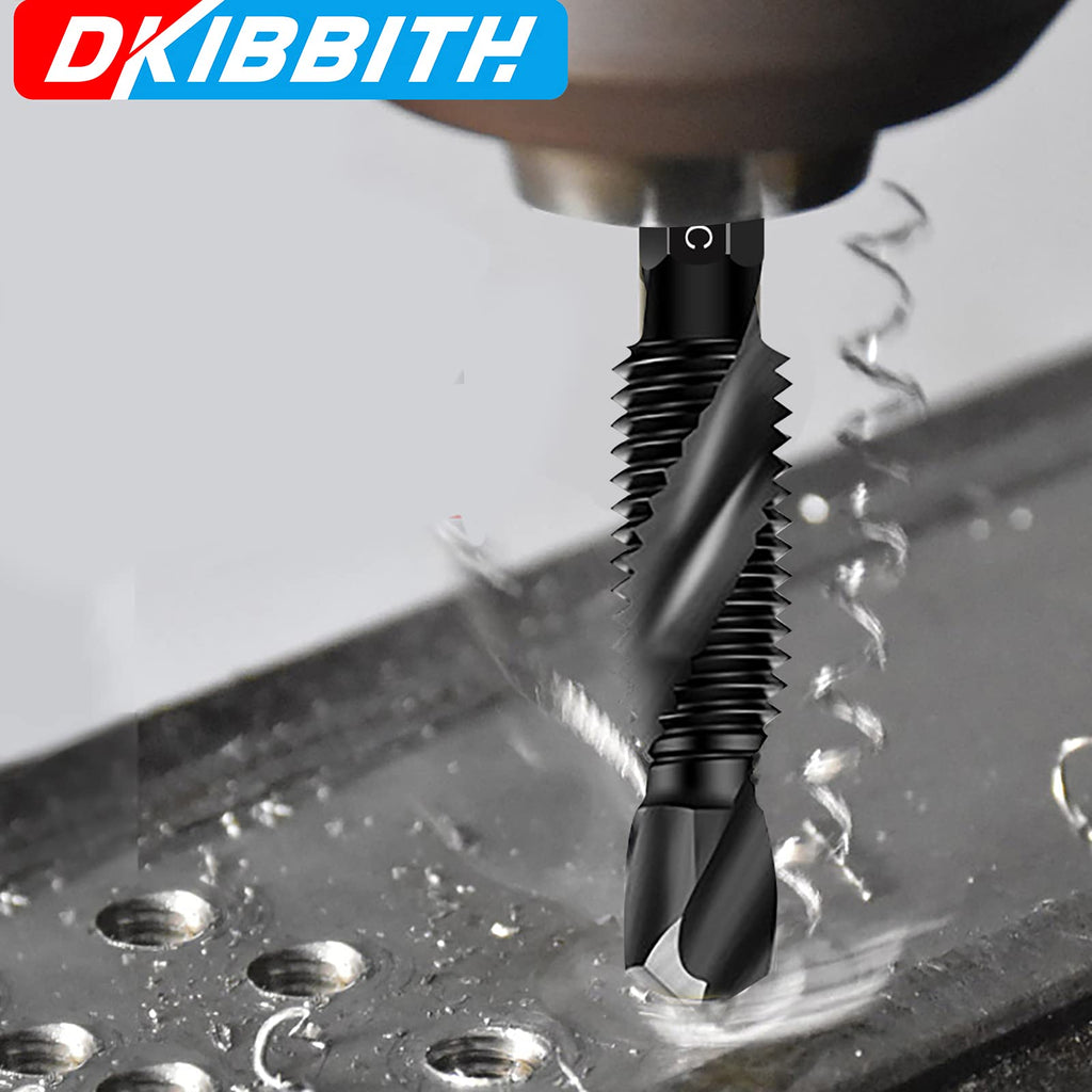 DKIBBITH 6 Packs M6 Combination Drill & Taps Bit Set, Screw Threading Tapping Tools in Size M6*1.0 with Anti-Rust Black Coating, 1/4" Hex Shank and Storage Case