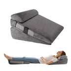 WGAKCED 3Pcs Wedge Pillow Set for After Surgery,Acid Reflux Relief, Adjustable Bed Wedge Pillows for Sleeping,Anti Snore, Memory Foam Triangle Pillow for Back&Neck&Shoulder Pain Relief, Plush Grey