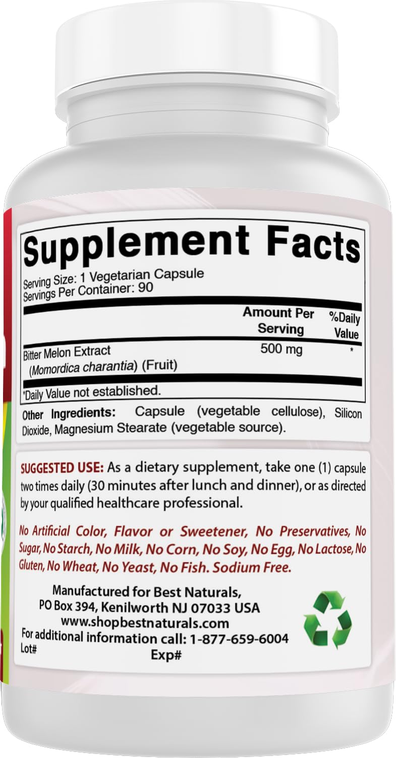 Best Naturals Bitter Melon 500 mg 90 Vcaps (90 Count (Pack of 2))