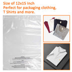 Belinlen 200 Count 12x15 Inch Self Seal Clear Poly Bags with Suffocation Warning for Packaging Clothing, T Shirts, Decorative Wrappers and More with Permanent Adhesive (1.5mil)