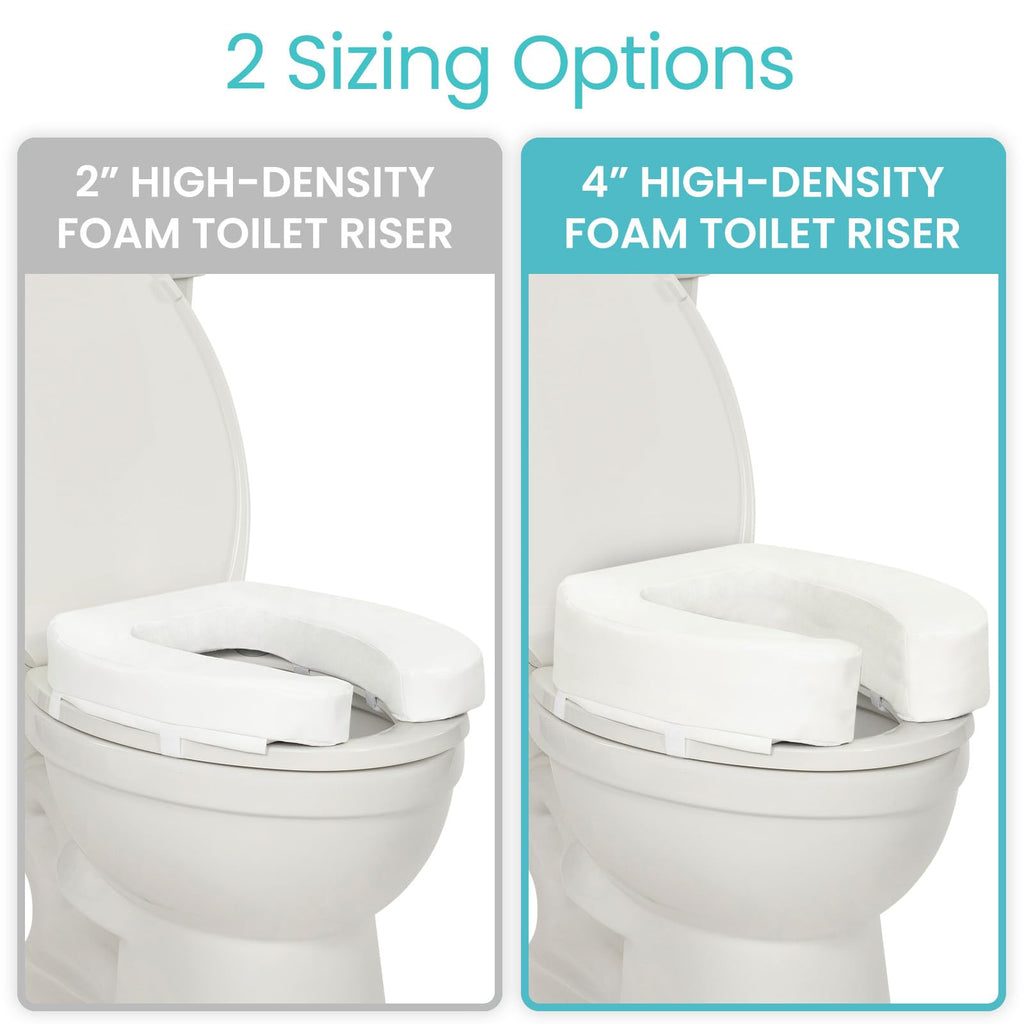 Vive Toilet Seat Riser Cushion for Seniors - Universal Fit - Raised Toilet Seat with High-Density Foam for Elongated & Standard - Firm Handle, Cushioned & Padded - Elevated Medical Handicap Lifter