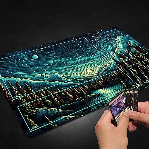 Playmat for MTG, with Free Storage Bags,Game Mat 24 x 14 inches, TCG and Board Game Mat for Cards,Mousepad Desk Mats (with Zones,Magic Mat 8)