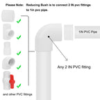6Pack 2"x 1" PVC DWV Reducing Bush Adapter Pipe Fitting SCH40 PVC Reducer Bushing (Socket x Socket) PVC Pipe Reducing Bushing Fitting for Home Sewer Plumbing