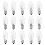PaeorRorL 15 Packs Night Light Bulbs 7 Watt E12 Base C7 Clear Light Bulbs