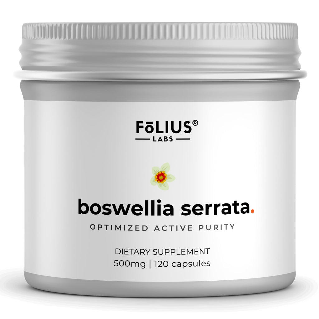 FOLIUS LABS Boswellia Serrata Extract Supplement 500mg - Healthy Joint Support, Muscle Relief Support - 65% Boswellic Acids - Extracted from Indian Olibanum/Frankincense, 120 Caps