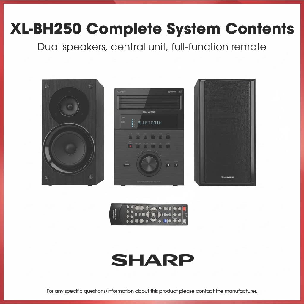 Sharp XL-BH250 Limited Edition 5-Disc Bluetooth Speaker System with USB, AM/FM, and Champagne Gold/Carbon Fiber Finish