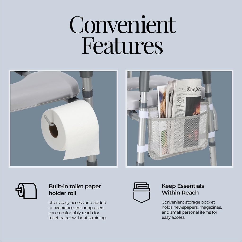 Toilet Seat Risers For Seniors Width and Height Adjustable Raised Toilet Seat With handles for Elderly, Handicap, Elevated, Pregnant, Fit Any Toilet Riser Heavy Duty Up To 400lbs