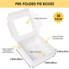Moretoes 30pcs Bakery Boxes, 8x8x2.5 Cookie Boxes with Window, White Treat Containers for Donuts, Chocolate Strawberries, Pie, Birthday Party, Mother's Day, Weddings