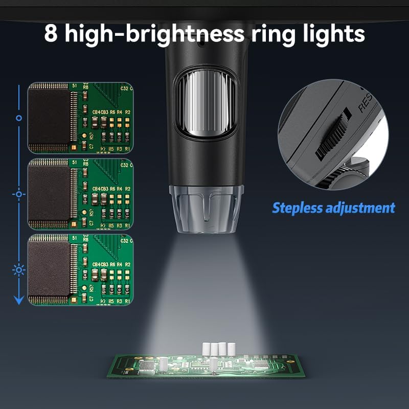 Microscope-LCD Digital Coin Microscope 500x, Coin Magnifier with 8 Adjustable LED Lights, PC View Compatible with Windows/MacBook,7 Inch