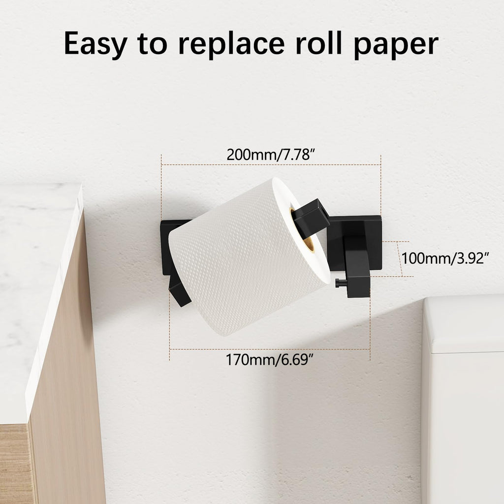 FEILERN Toilet Paper Holder, Wall Mounted Post Pivoting Square Tissue Holders Roll Holder Hangers for Bathroom, Commercial Toilet Paper Dispenser, Matte Black