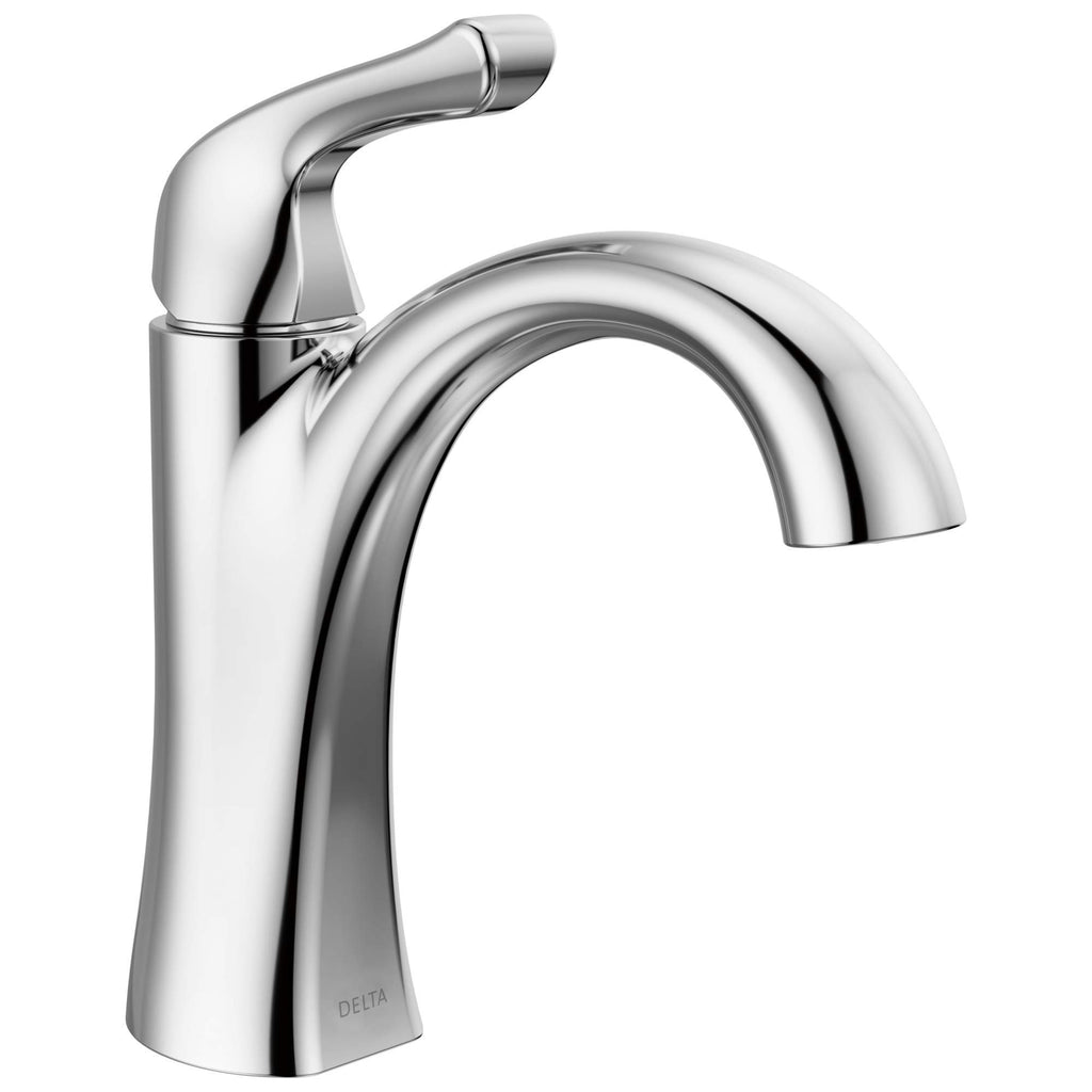 Delta Arvo Chrome Bathroom Faucet 1 Hole, Single Hole Bathroom Sink Faucet for Vanity, Push-Pop Drain Assembly, Chrome 15840LF