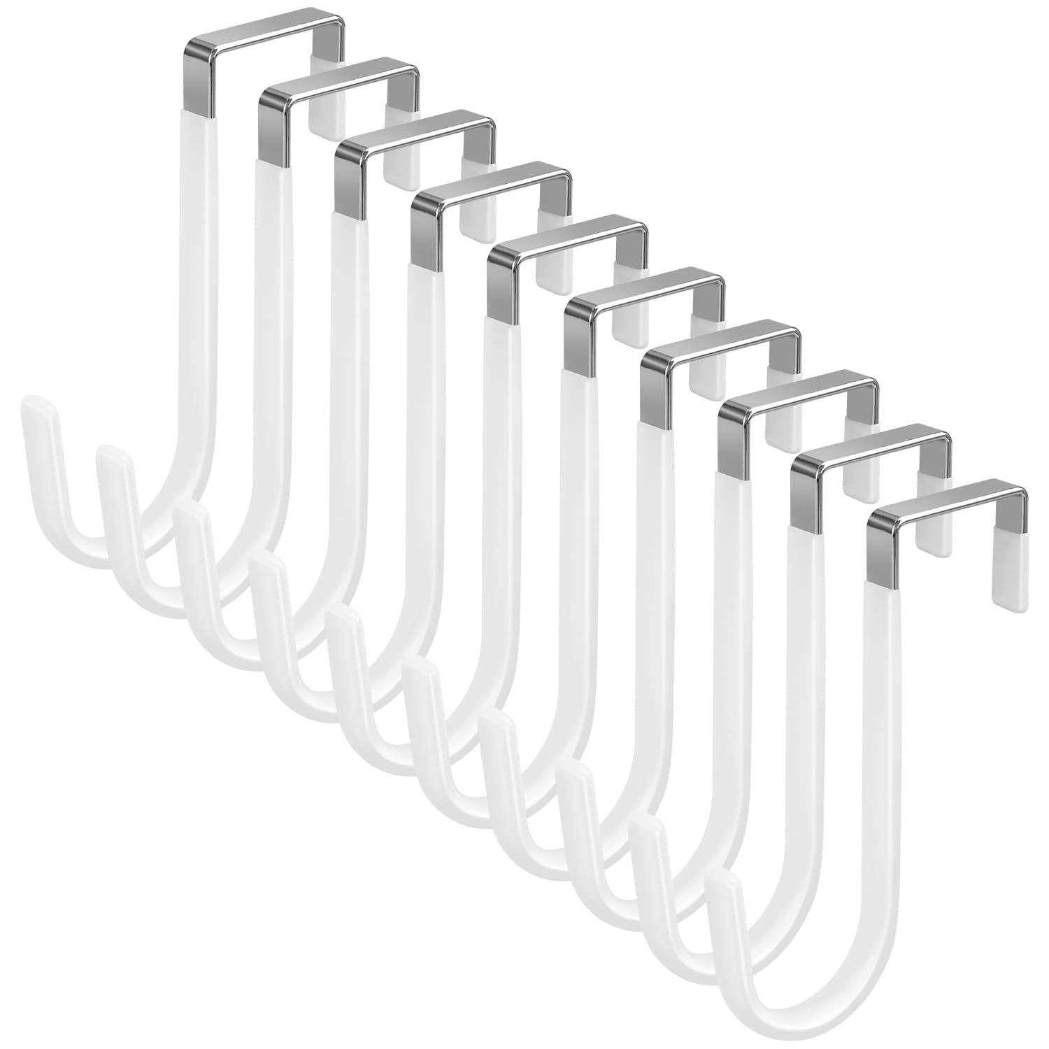 20 Pack Over The Door Hook, Door Hooks, White Rubber Surface Prevent Scratch Door Hanger Hooks for Bathroom, Living Room, Kitchen, Hanging Clothes, Towels, Bags