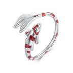 VOROCO Sterling Silver adjustable Rings Gold Plating trendy personality Fish Rings for Women and (koi fish)