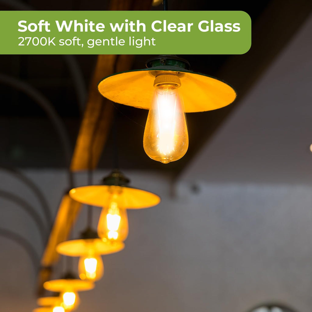 Sigalux Vintage LED Edison Bulb 60 watt Equivalent, Dimmable E26 Light Bulb 2700K Soft Warm White, Clear Glass ST58 Vintage Bulb, 80+ CRI, 700LM, E26 Base, 12 Pack