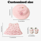 Clothes Compatible with LABUBU Doll – 3PCS Pastoral Style Set, 17cm Doll Clothes Designer Outfit for Sweet Camping Theme, Chic Stylish Accessories for Labubu, No Doll (Cherry Picnic Dress) ﻿