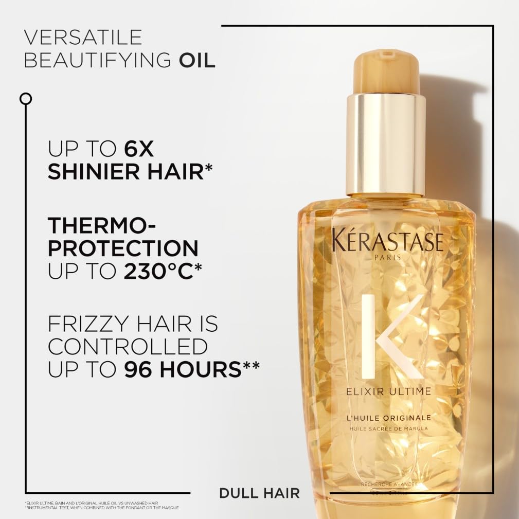 Kérastase Elixir Ultime, Hair Oil Long-lasting Radiance Conditioning Treatment, For Dull Hair, With five precious Oils, L'Huile Originale, 100ml