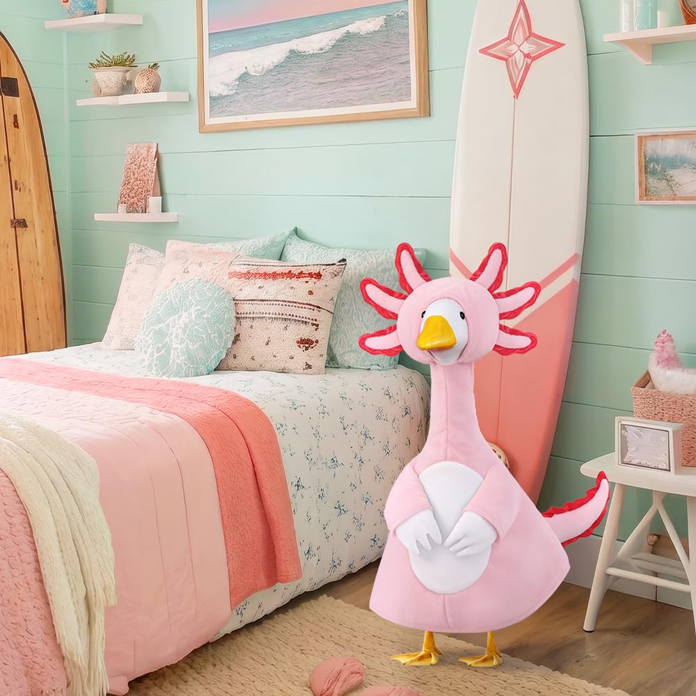 Teeanzo Pink Axolotl Porch Goose Outfits for Outdoor Yard Decor