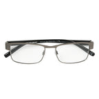 Foster Grant Men's Leo Square Reading Glasses, Gunmetal/Transparent, 59 mm + 2