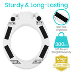 Vive Raised Toilet Seat Riser for Seniors (with Handles) - Handicap Rail Grab Bar Seat for Over Toilet - Elevated Safety for Elderly, Disabled, Medical - Standard