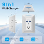 Multi Plug Outlet Surge Protector - POWSAF 5 Outlet Extender with 4 USB Ports(2 USB-C Fast Ports) and Night Light, 3-Sided Power Strip with Adapter Spaced Outlets - ETL, White
