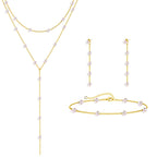 HAXIYA Lariat Long Gold Necklace for Women Pearl Y Necklaces Set