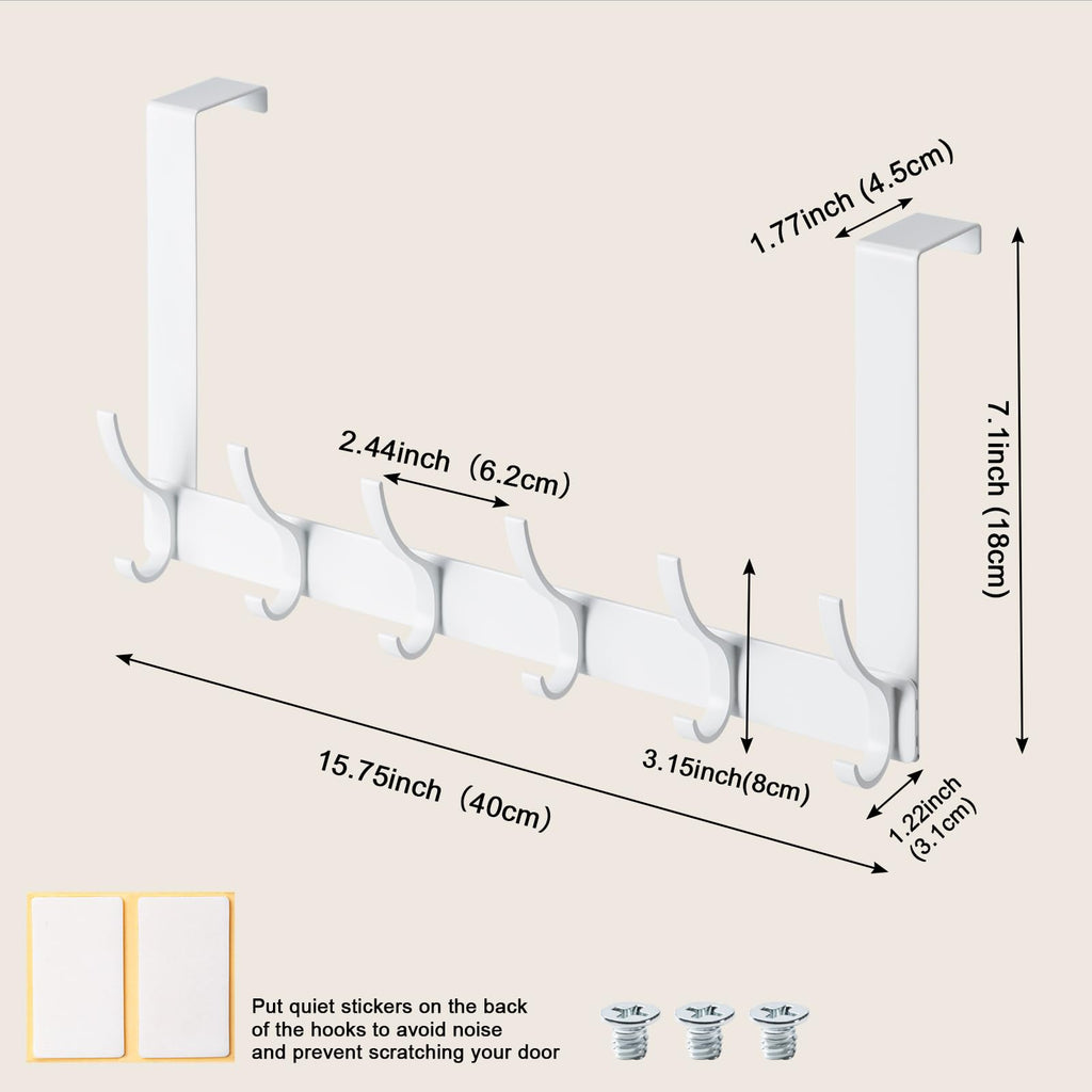 Over The Door Hooks,Door Hanger Hooks for Hanging (White, Fit 1-3/4" Doors)