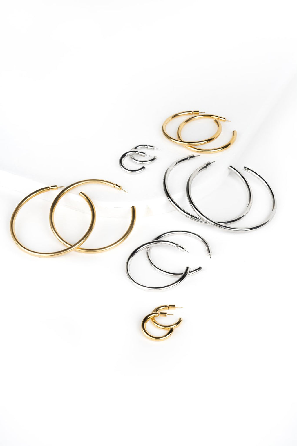 BESTOW Designer Gold and Silver Hoop Earrings for Women: 18K Gold Plated, Hypoallergenic, Waterproof, Non-Tarnish in 3 Sizes: 1 in, 2 in, 2.75 in [Gold, 2 in]