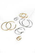 BESTOW Designer Gold and Silver Hoop Earrings for Women: 18K Gold Plated, Hypoallergenic, Waterproof, Non-Tarnish in 3 Sizes: 1 in, 2 in, 2.75 in [Gold, 2 in]