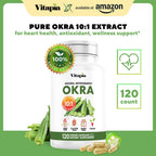 Vitapia Okra Extract - Heart Health, Antioxidant, Gut & Digestion, Wellness Support - 10:1 Ratio & 120 Veggie Capsules - Non-GMO, Gluten-Free, Vegan Supplement