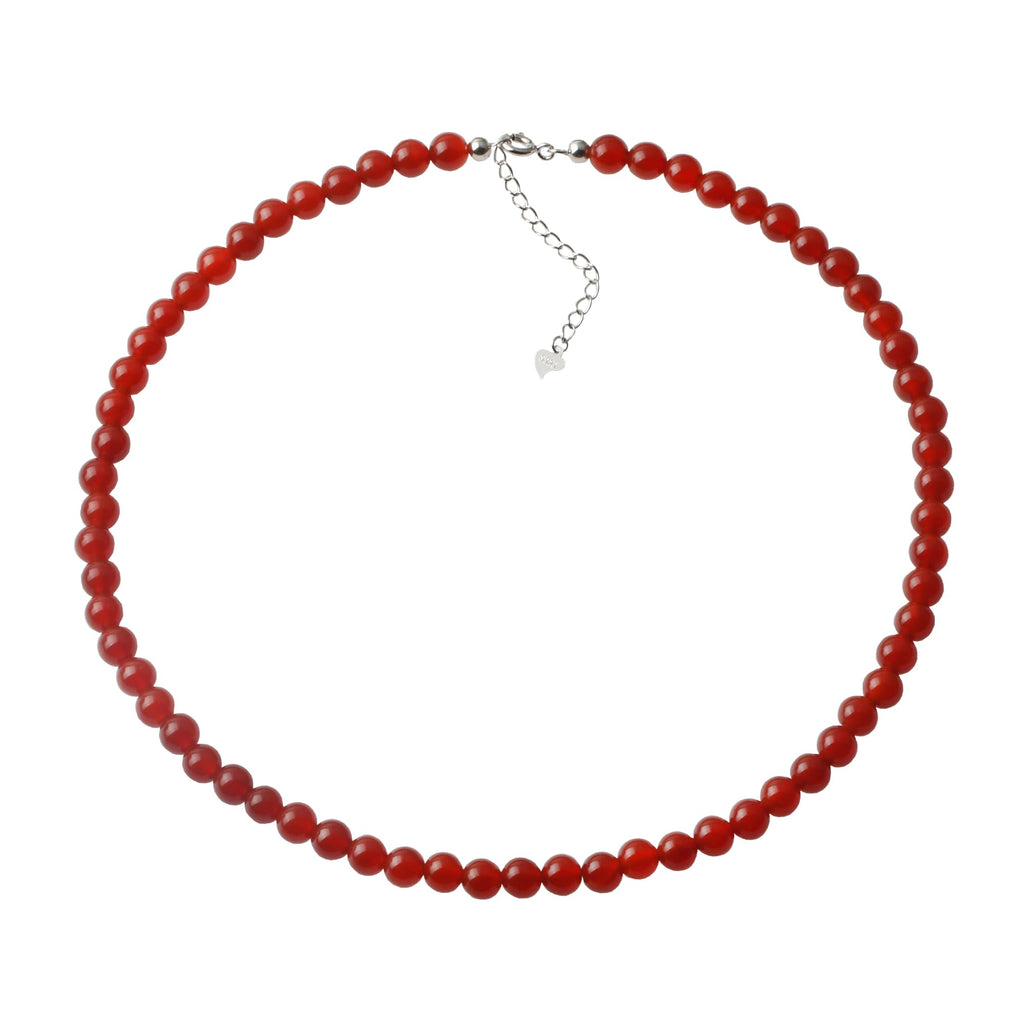 Kakikaki Beaded Natural Red Agate 6MM Round Beads Choker Necklace for Women