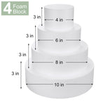 4 Tiers Foam Cake Dummies 4" 6" 8" 10", White Dummy Cakes Styrofoam Sets, 12 Inch Tall Fake Cake, Dummy Cake for Wedding Cake Supplies Decorating Birthday Wedding Display