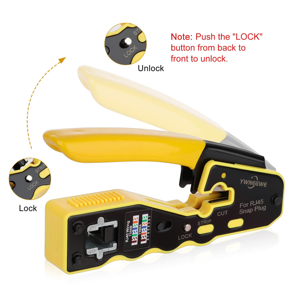 RJ45 Crimp Tool Kit Pass Through Ethernet Crimper for Cat5e Cat6 Cat6a 8P8C Modular Plugs,Cat6 Crimping Tool with 20 Connectors,20 Covers,1 Mini Stripper,100 Cable Zip Ties,1 Cable Tester, 2 Blades